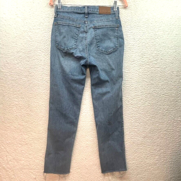 Madewell Jeans Womens 26 Blue Stovepipe Straight Distressed Mid Rise Stretch - Picture 2 of 13
